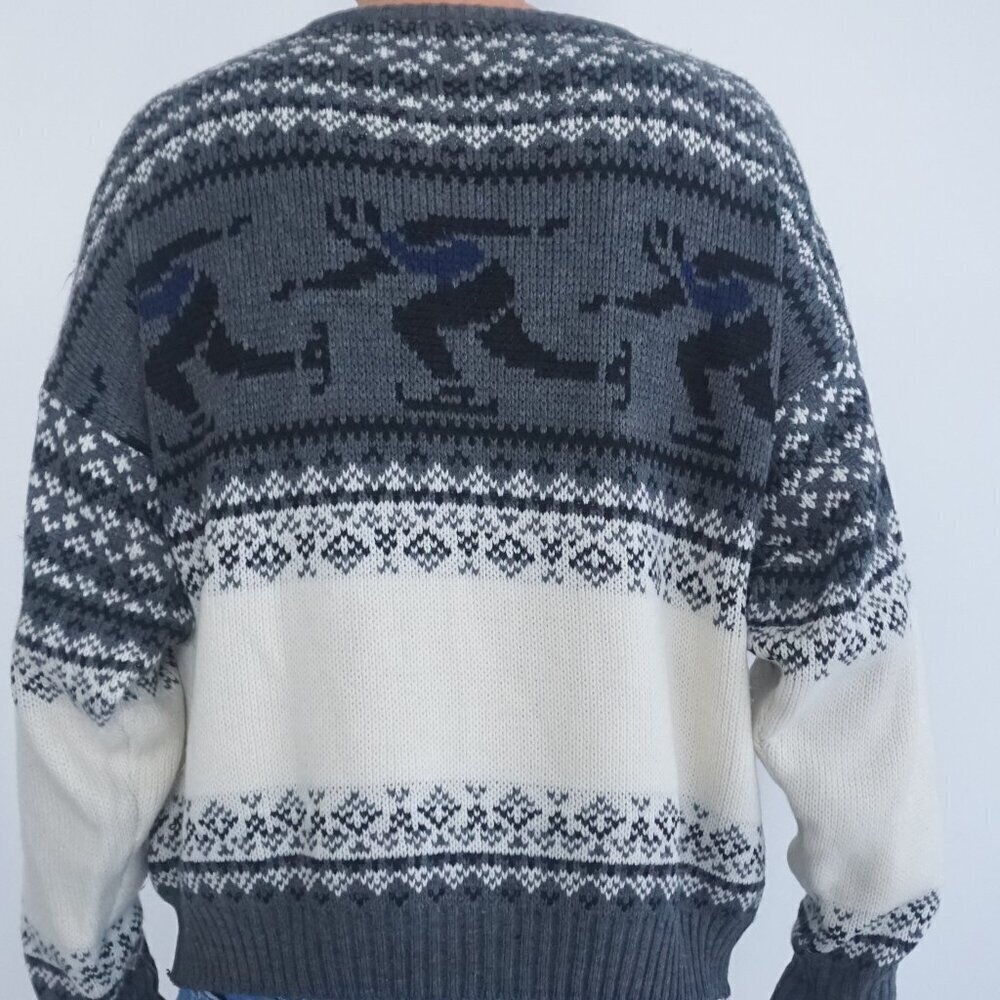 Vintage Knit Winter Speed Skater Outdoor Crewneck Sweater XL - Picture 2 of 12